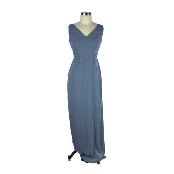 SOCIAL BRIDESMAIDS V-Neck Back Tie Chiffon Trumpet Gown Silverstone 8194 6R NWT - Picture 2 of 9